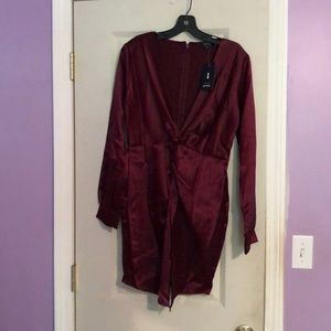 Deep v twist front mini dress